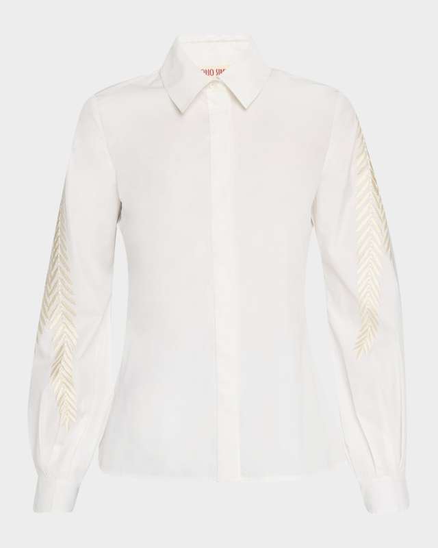 Carolina Embroidered Button-Down Shirt